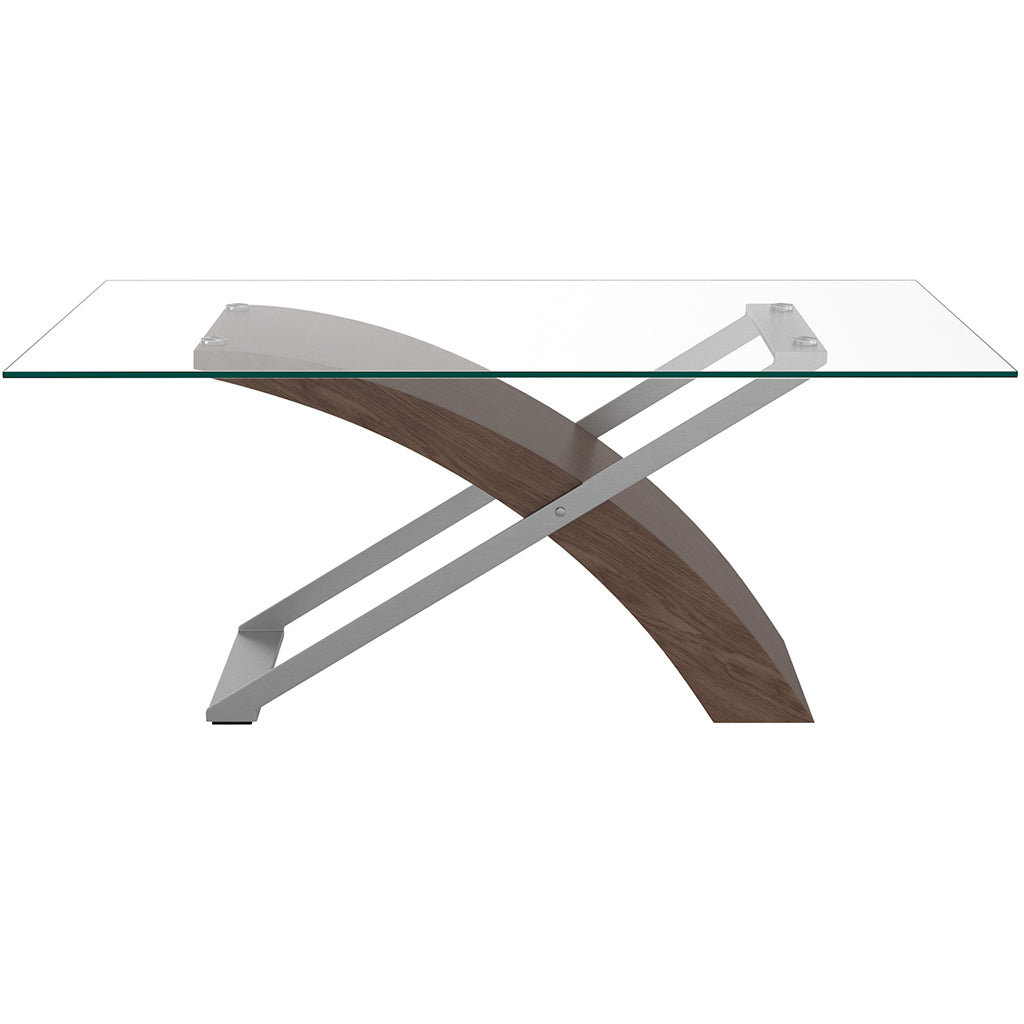 Veneta | Wood Base Glass Top Dining Table Modern, 6 Seater, 201-931