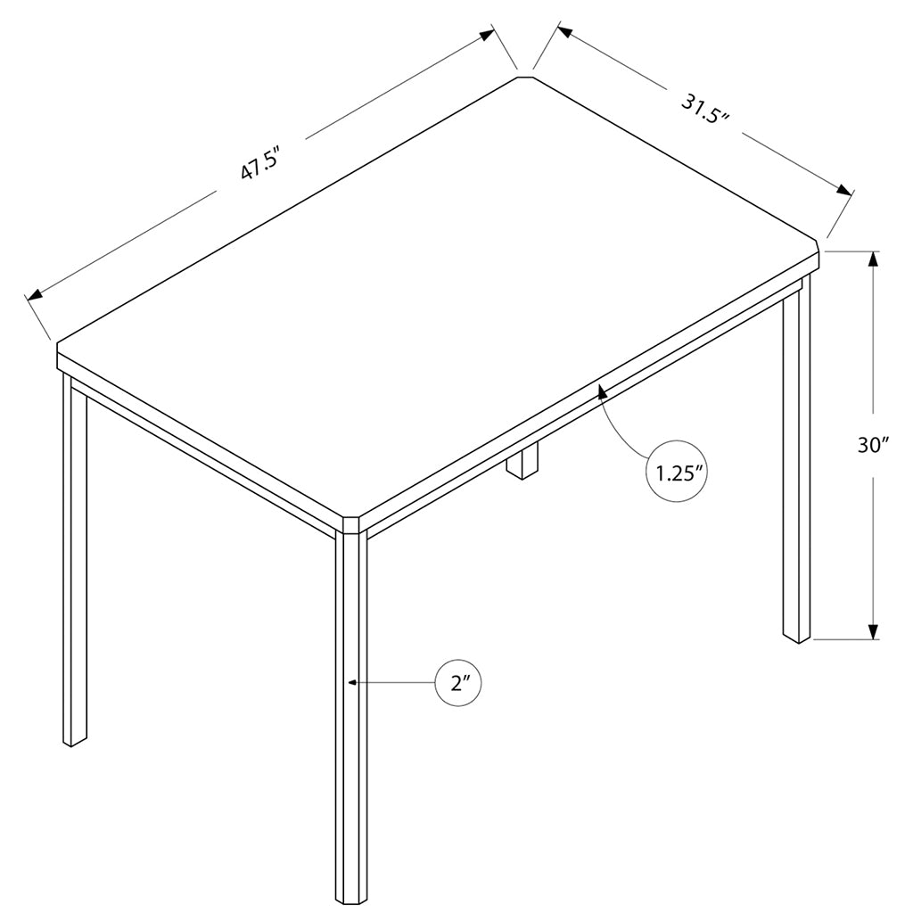 47.5" x 31.5" White And Chrome Dining Table, 4 Seater, 332581