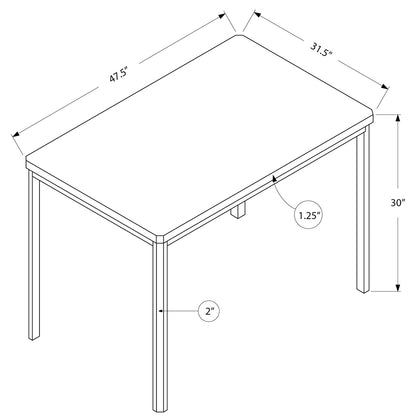 47.5" x 31.5" White And Chrome Dining Table, 4 Seater, 332581