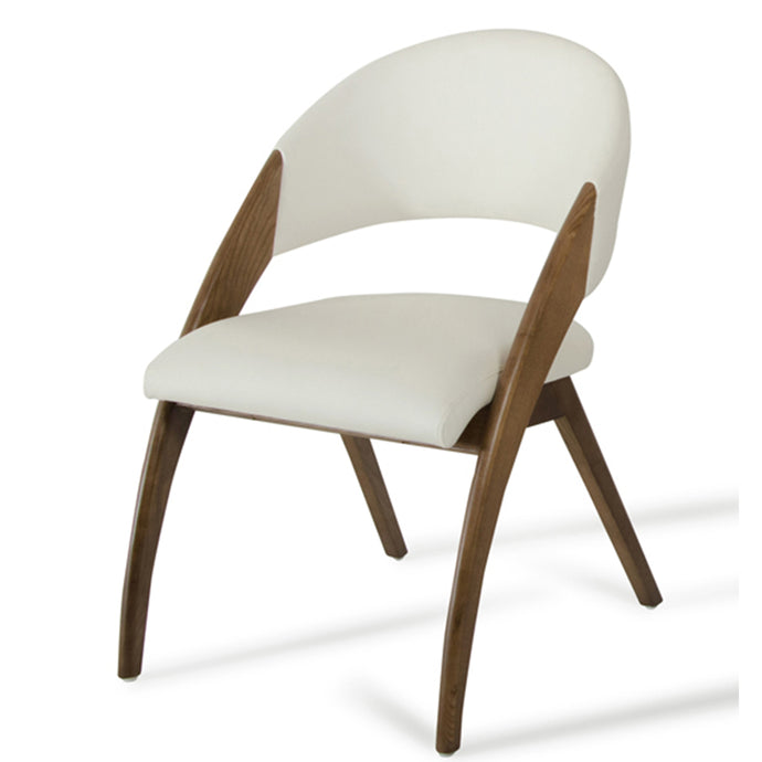 1 Cream Leatherette & Walnut Wood Dining Chair, 283004