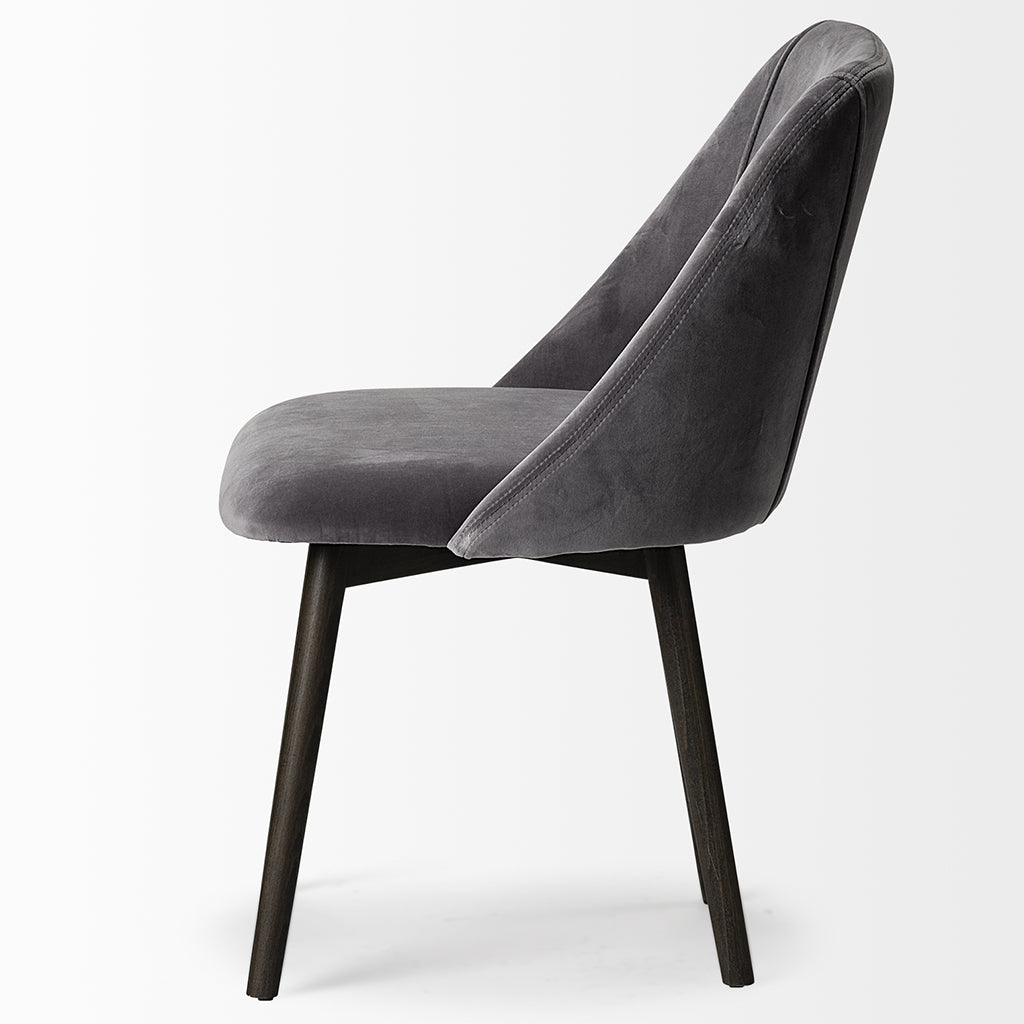 Grаy Velvet Wrap With Black Wood Base Dining Chair