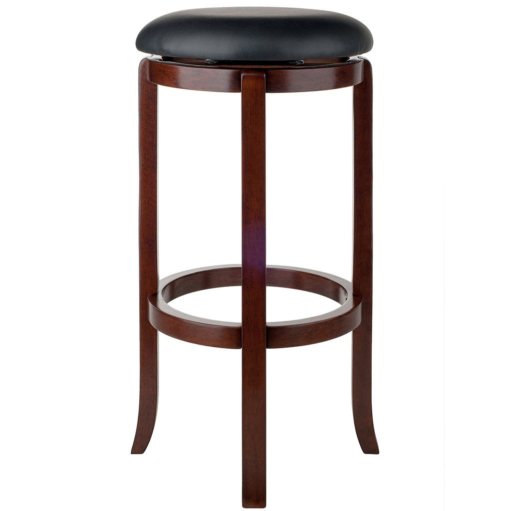 Black Cushioned PVC Seat, Wooden Bar Stool