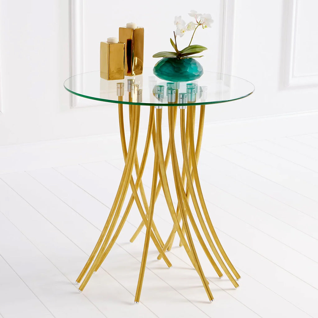 Tuffoli | Glass And Brass Round End Table, 08580