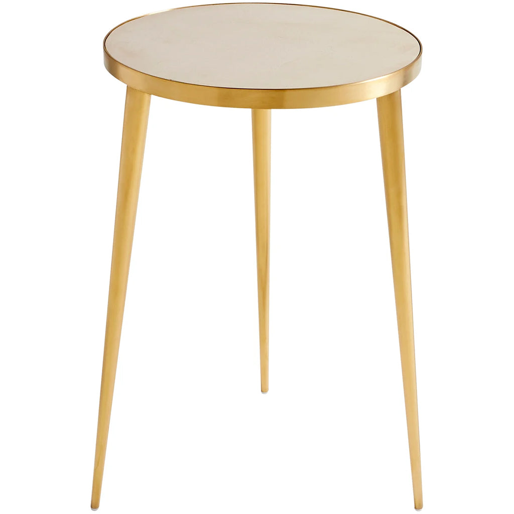 Dresden |  Round Golden Modern End Table, Concrete Top, Stainless Steel Legs, 10499