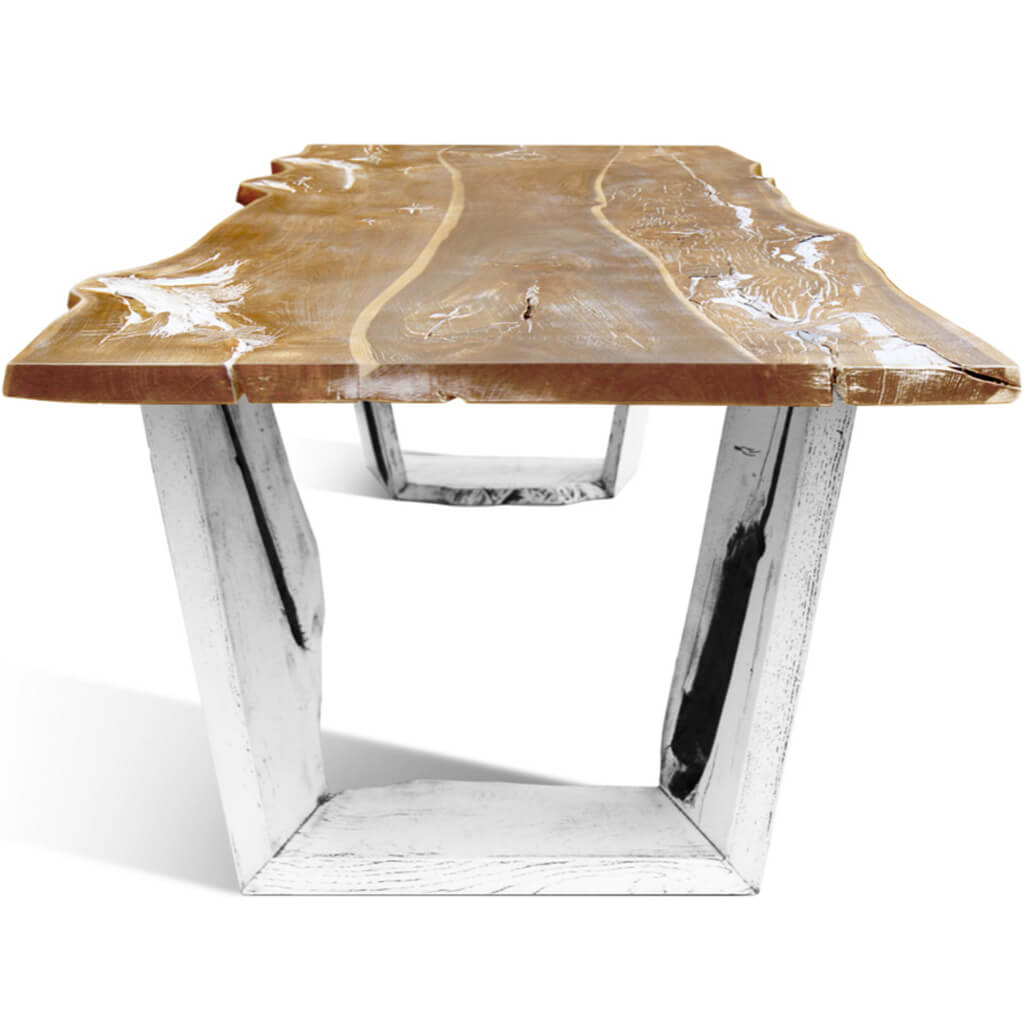 Urban-IQ | Rustic Live Edge Dining Table, Solid Oak Wood, 8 Seater, SCANDI071