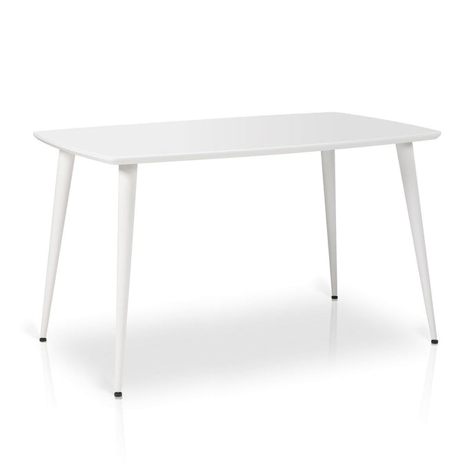 Essai | Dining Table With Rounded Corners, Rectangular, Glass & Wood, DT0006 Brand: Maxima House Size: 47.24inW x  31.5inD x  30.3inH, Weight: 61.7lb Shape: Rectangular, Material: Top: Tempered Glass, Base: Beech Wood,  Seating Capacity: Seats 4-6 people, Color: White