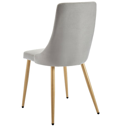 Carmilla | Set of 2 Gray Velvet Dining Chairs with Gold Color Legs, 202-353GY