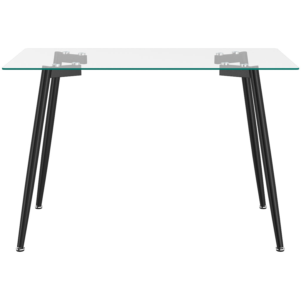 Abbot | Rectangle Glass Table, Black Metal Legs, 4 Seater, 201-453BK