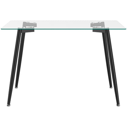 Abbot | Rectangle Glass Table, Black Metal Legs, 4 Seater, 201-453BK