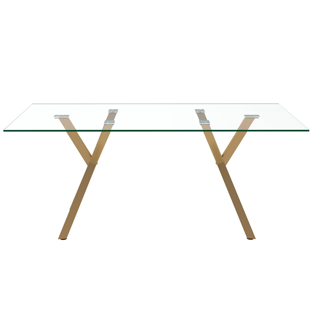 Stark | Glass Dining Table With Gold Base, Modern, 6 Seater, 201-535GL