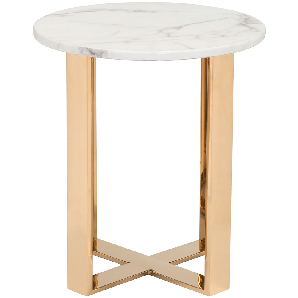 Faux Marble Gold Base End Table, 394556