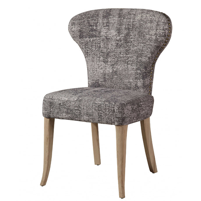 Cotton Padded Dining Chair, Wooden Frame, Gray Blend
