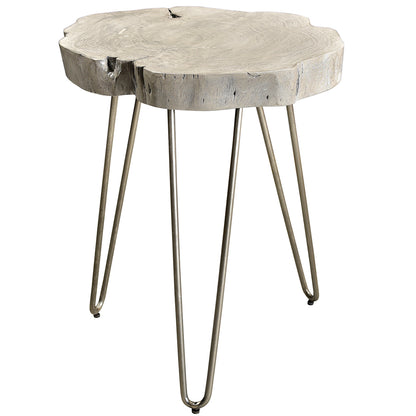 Nila | Gray Live Edge Tree Stump End Table, 501-329GY