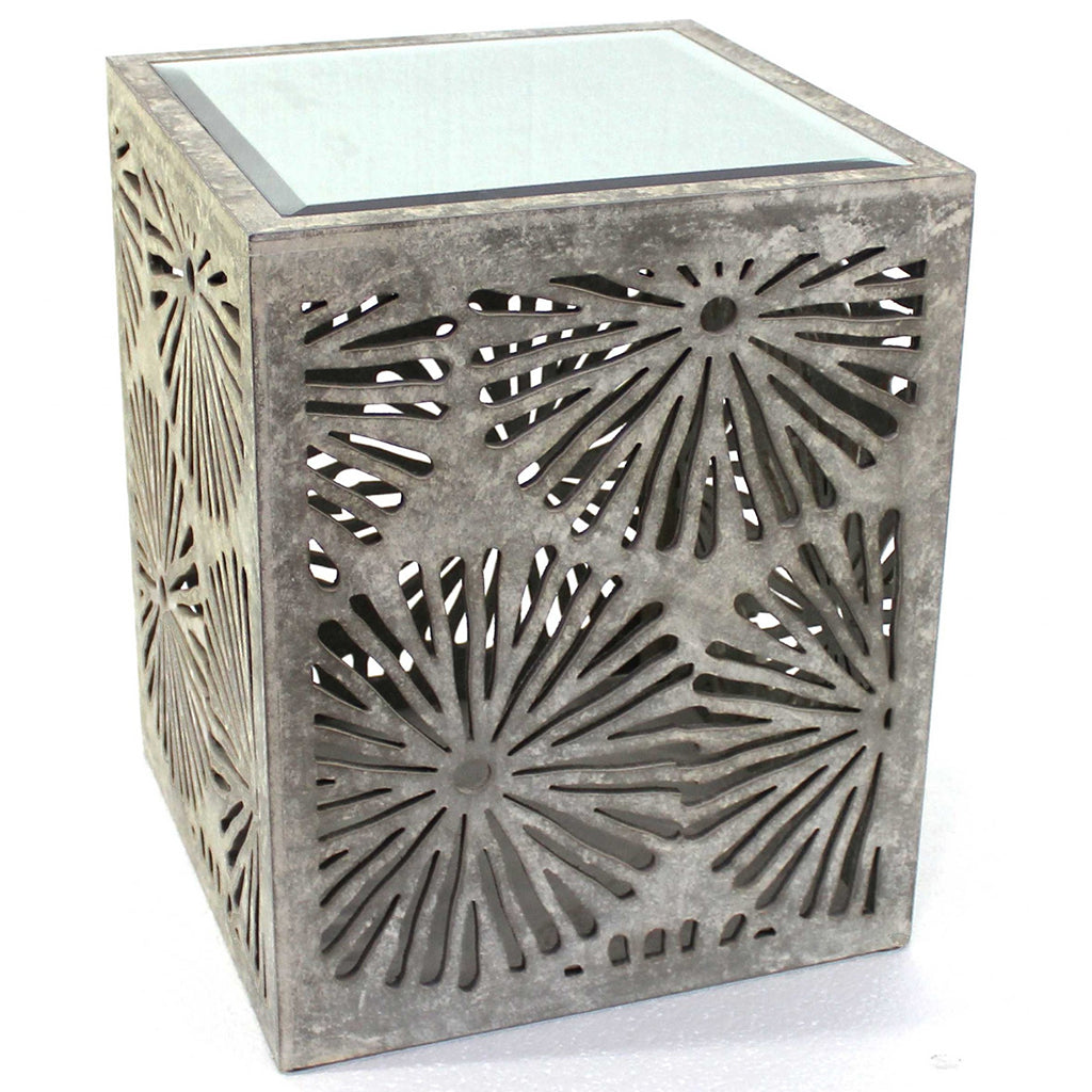 Floral Wooden Mirror End Table, 274370