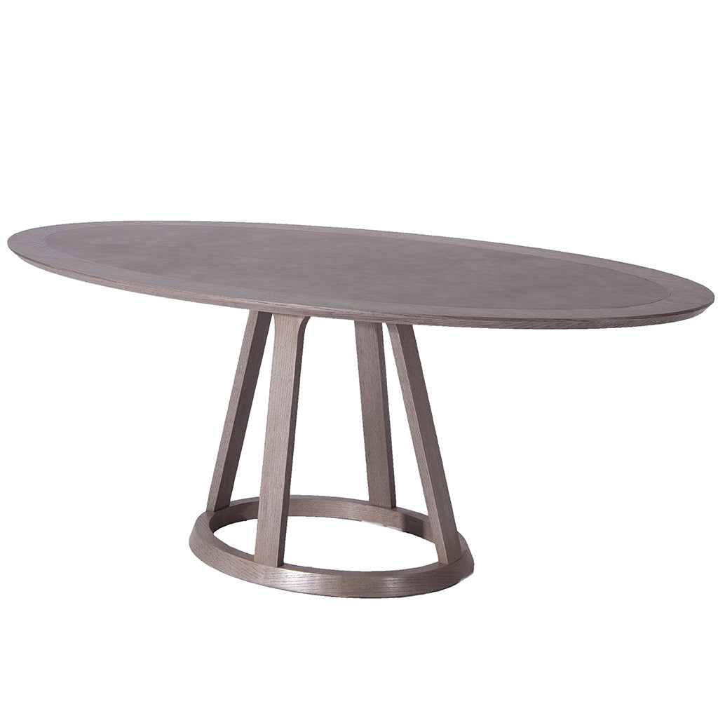 Florence |  Gray Oval Dining Table For 6, Modern Table, DT1636O-GRY Brand: Whiteline Modern Living Size: 79inW x 39inD x 30inH; Weight: 112lb; Shape: Oval Material: MDF; Top: Gray Ceramic and Gray Oak Veneer; Base: Gray Oak Veneer;  Seating Capacity: Seats 4-6 people; Color: Gray Oak 