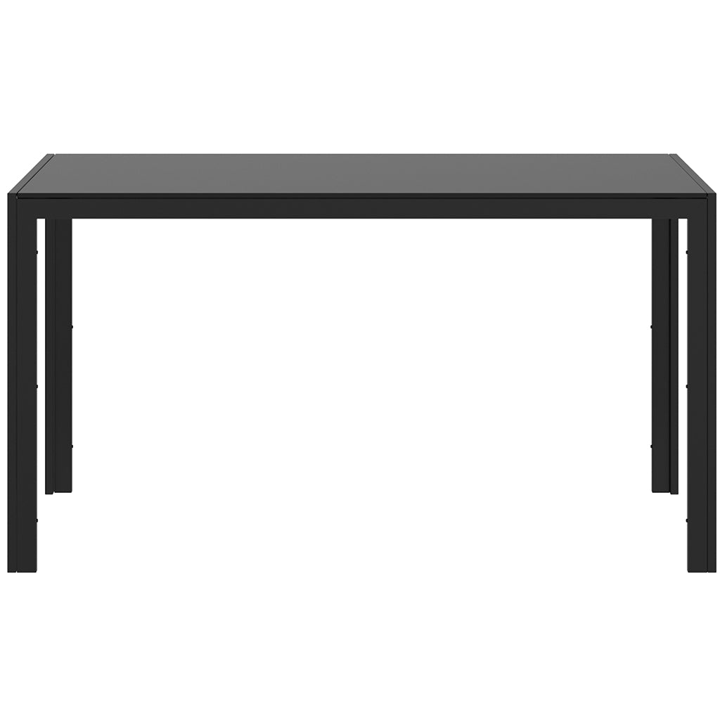 Contra | Black Rectangle Dining Table, Glass Top, Metal Frame & Legs, 6 Seater, 201-843BK