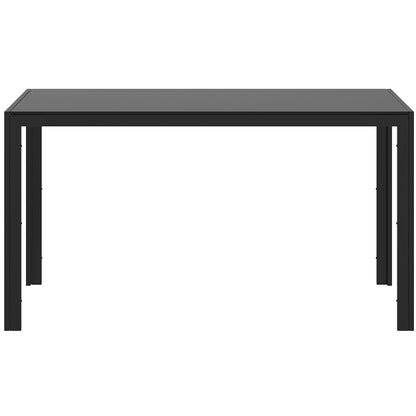 Contra | Black Rectangle Dining Table, Glass Top, Metal Frame & Legs, 6 Seater, 201-843BK