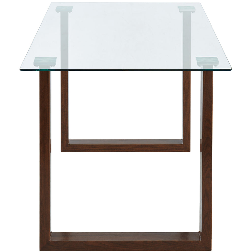 Franco | Contemporary Dining Table Glass, Metal Legs, Walnut Finish, 201-454WAL