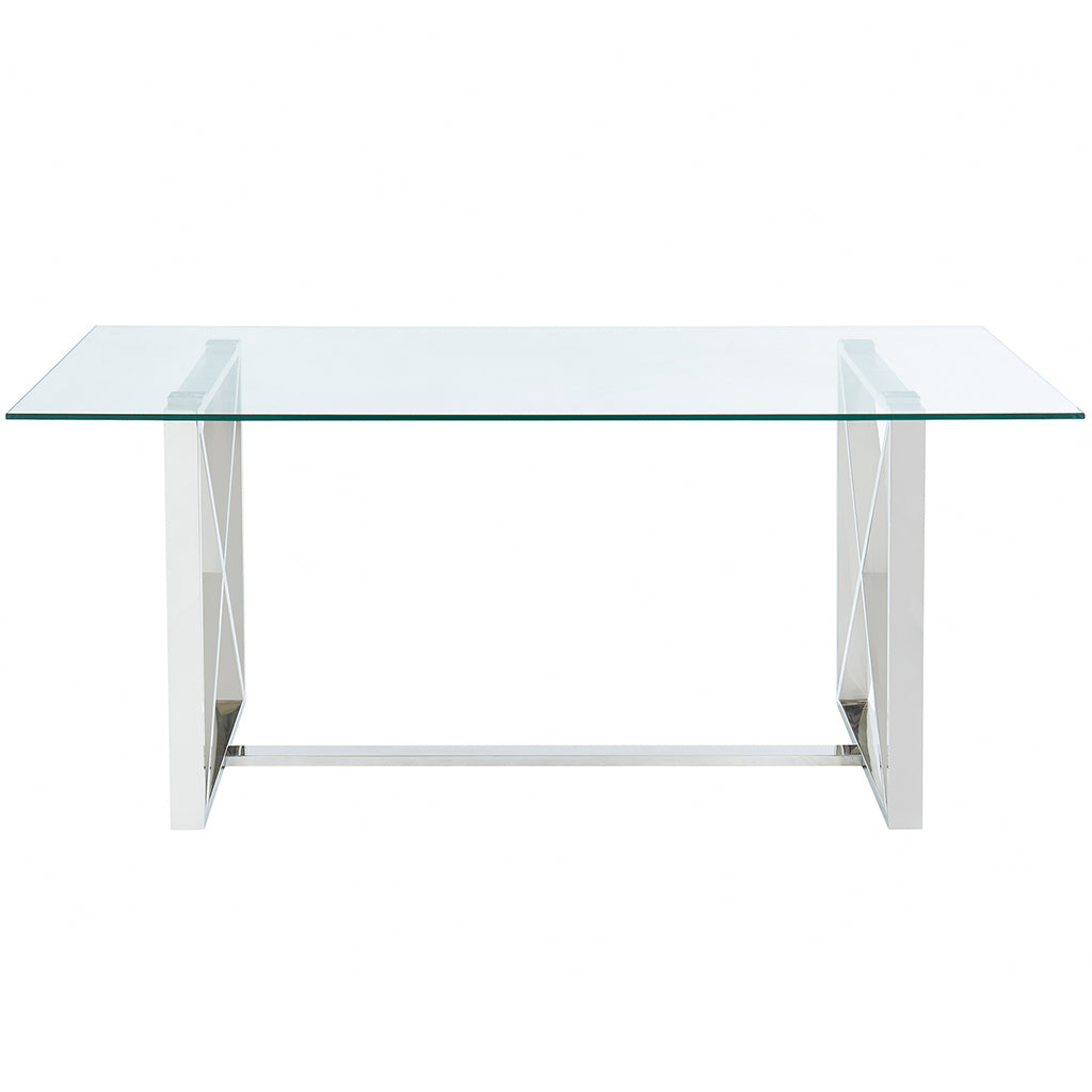 Lorenzo | Luxury Modern Glass Dining Table, Stainless Steel Base, 4 Seater, 201-521CH