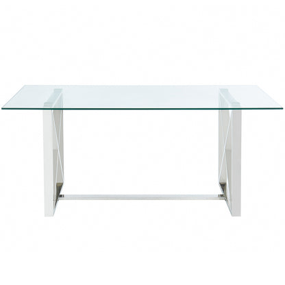 Lorenzo | Luxury Modern Glass Dining Table, Stainless Steel Base, 4 Seater, 201-521CH