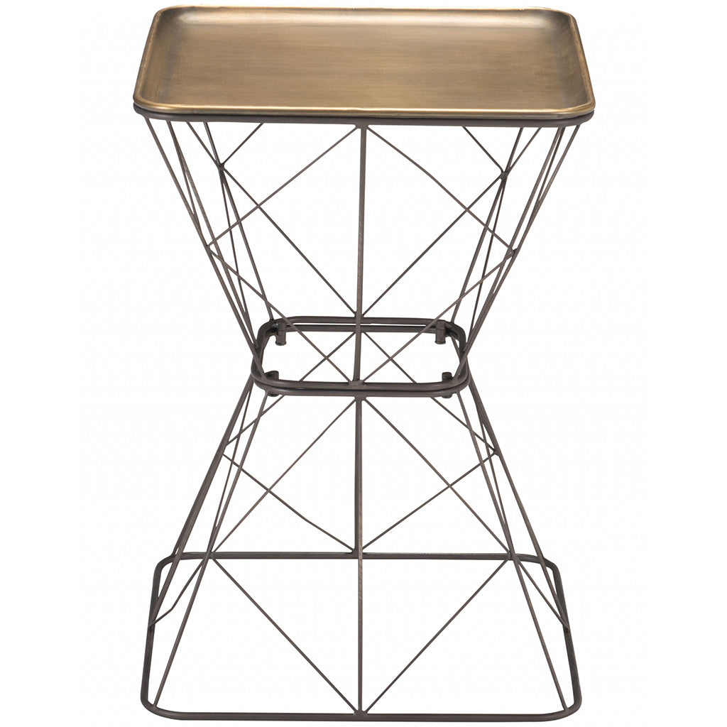 Timothy | 15.7" Gold and Black End Table, Stainless Steel, 394594