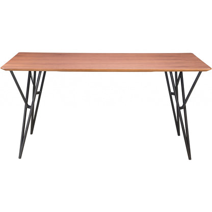 Rectangular 6 Seater Light Wood Color Dining Table, MDF, Walnut Veneer, Stainless Steel Legs, 4512839545271, Brand: Homeroots, Size: 63inW x  35.4inD x  29.9inH, Weight:  90lb, Shape: Rectangular, Material: Top: MDF with Walnut Veneer, Legs: Stainless Steel, Seating Capacity: Seats 4-6 people, Color: Top:  Natural Wood Color, Base: Black