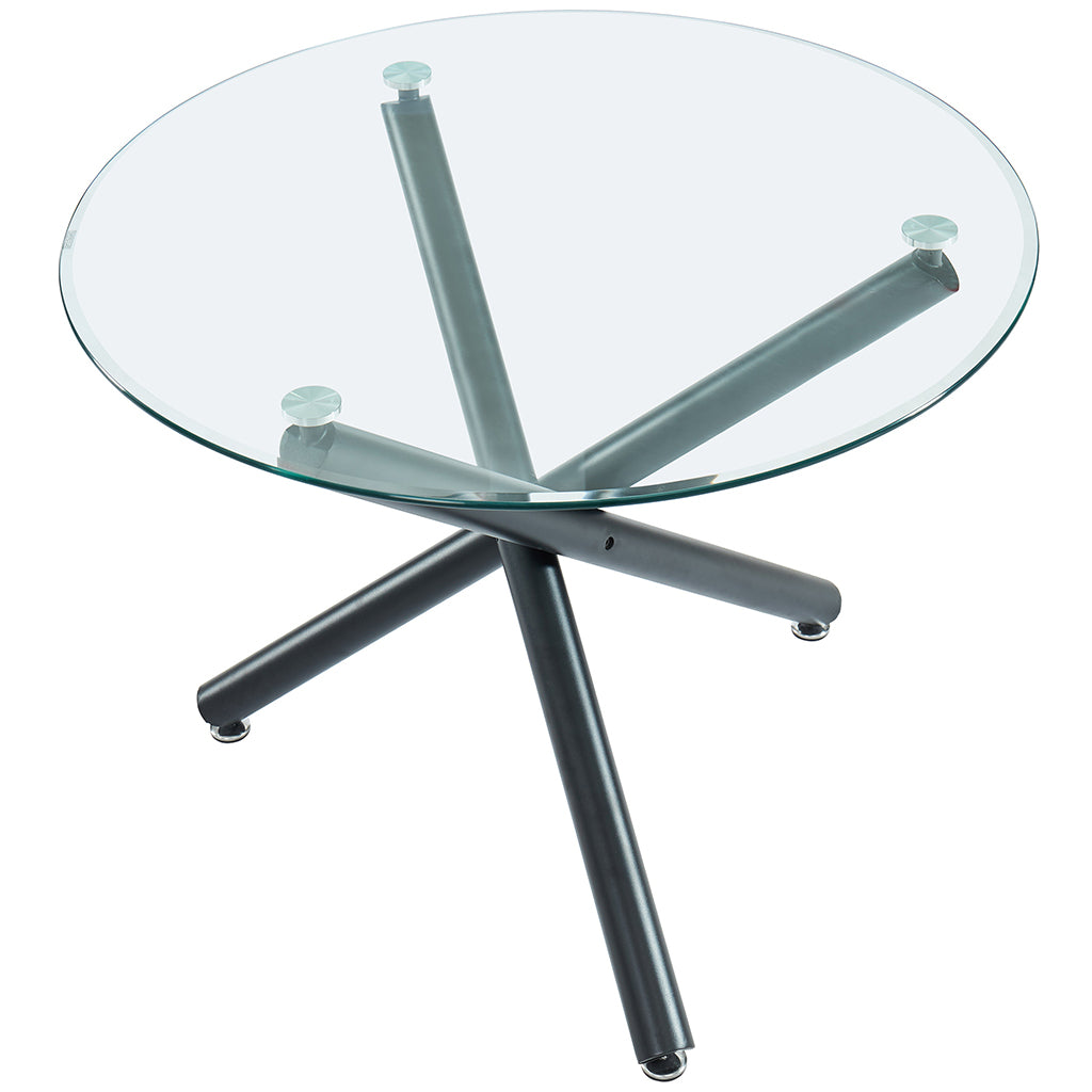 Suzette | 40" Glass Round Table, Black Metal Base, 4 Seater, 201-476-40