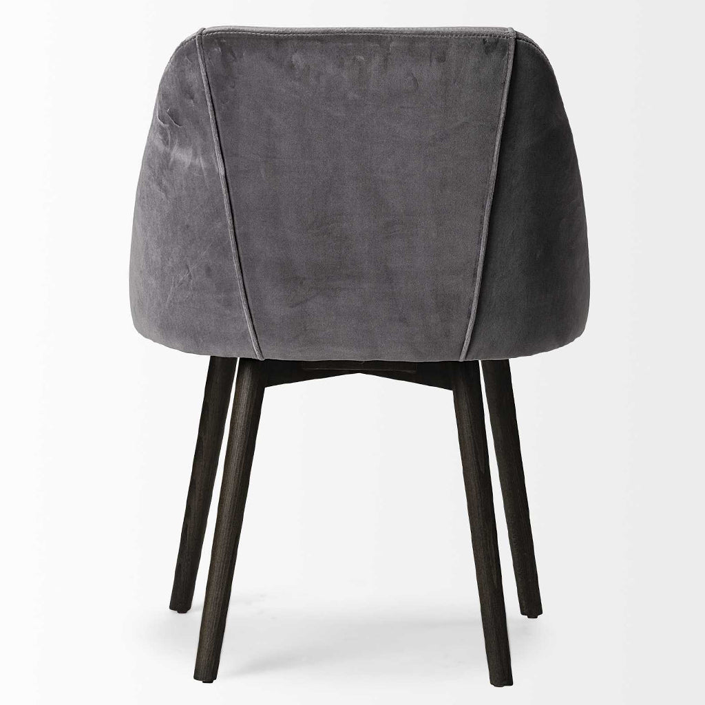 Grаy Velvet Wrap With Black Wood Base Dining Chair