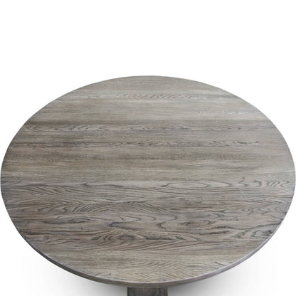 Dindo-Uno | 47" Round Oak Table, Gray Oak Wood, 4 Seater, SCANDI052