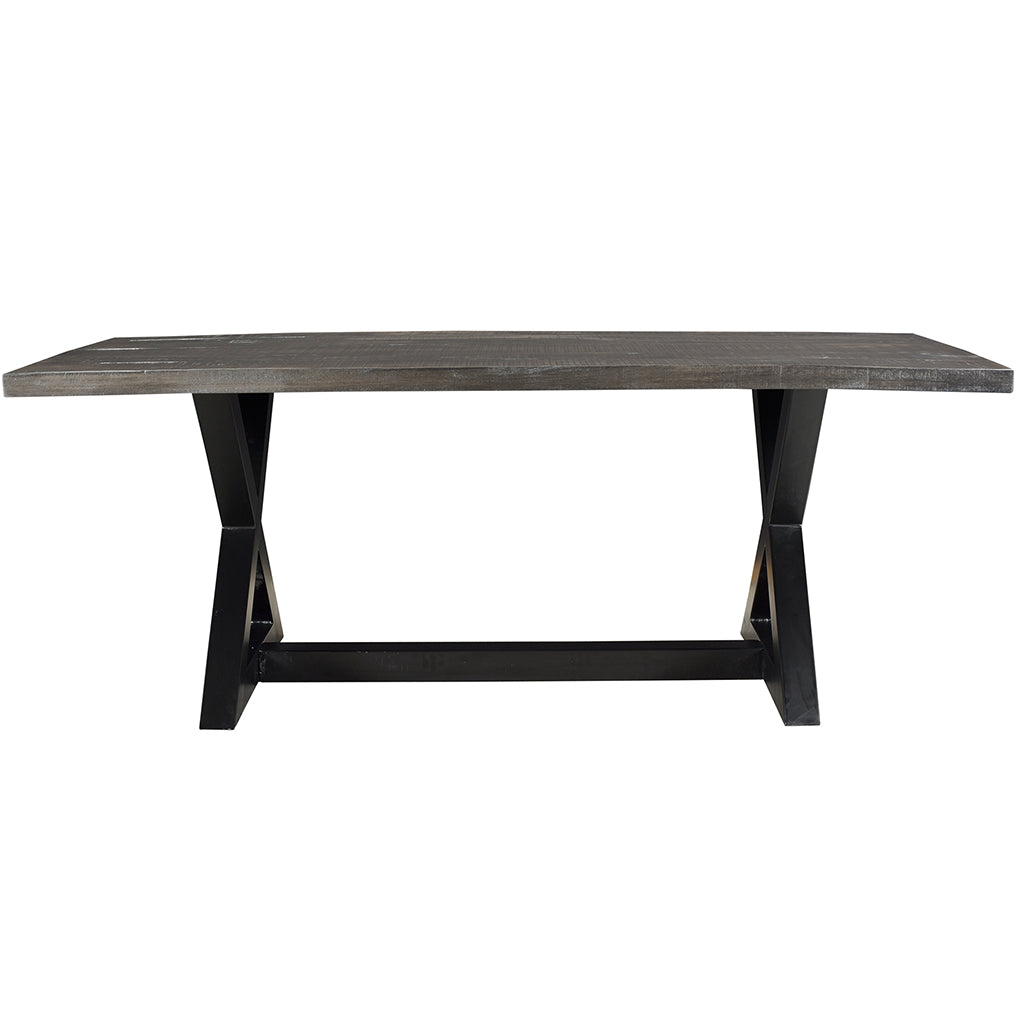 Zax | Rustic Industrial Dining Table, Solid Mango Top, Metal Base, 6 Seater, 201-147DG