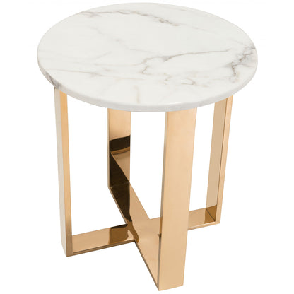 Faux Marble Gold Base End Table, 394556