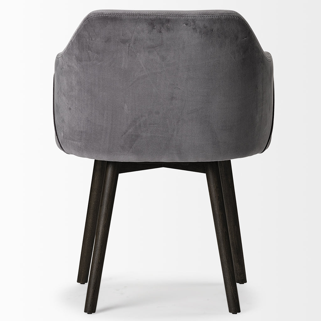 Grаy Velvet Wrap With Black Wood Base Dining Chair