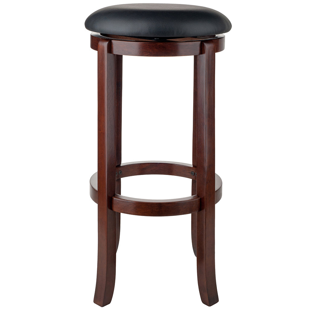 Black Cushioned PVC Seat, Wooden Bar Stool