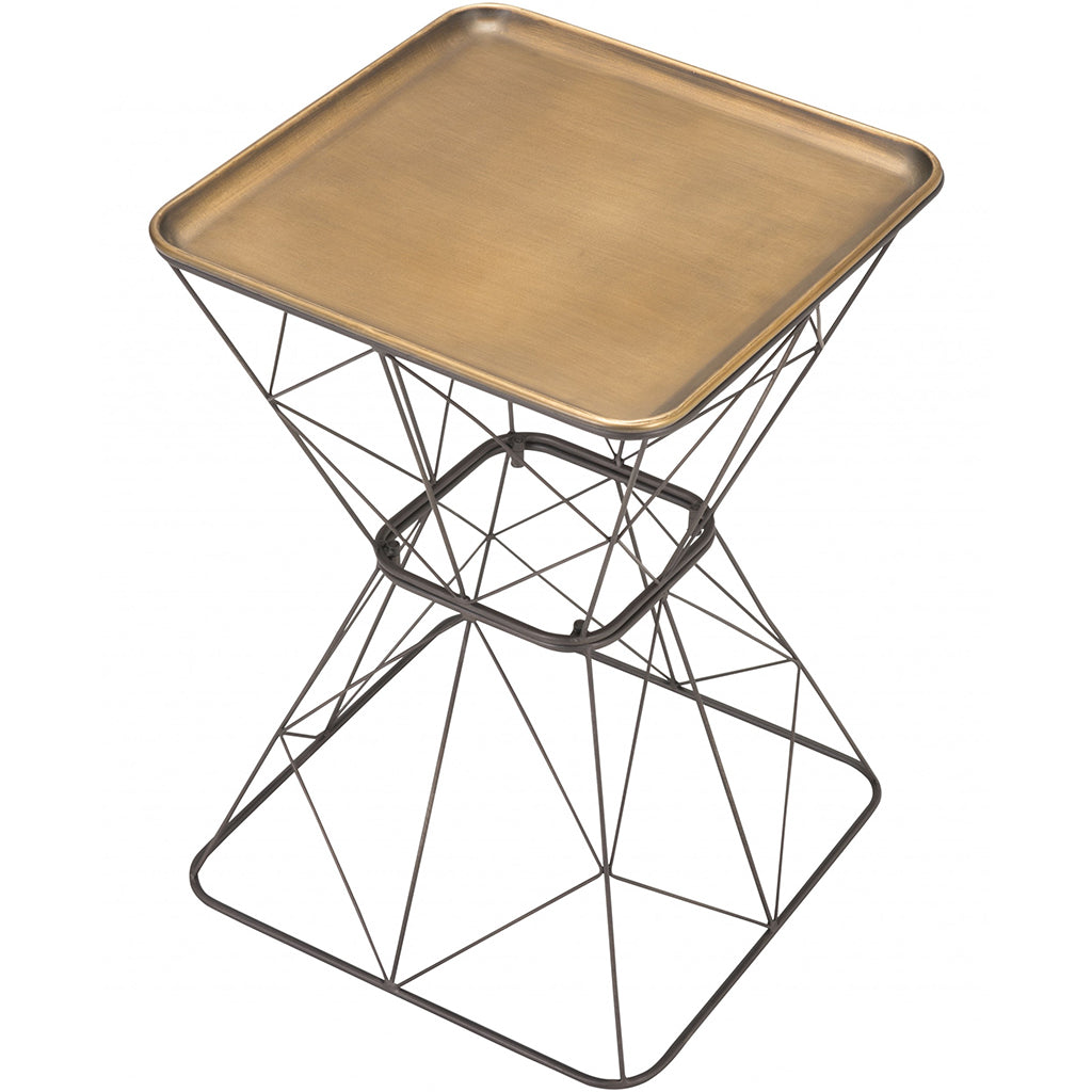 Timothy | 15.7" Gold and Black End Table, Stainless Steel, 394594