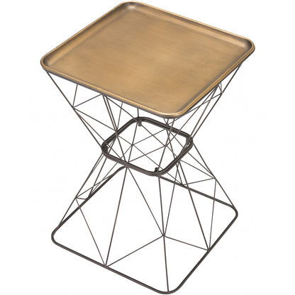 Timothy | 15.7" Gold and Black End Table, Stainless Steel, 394594