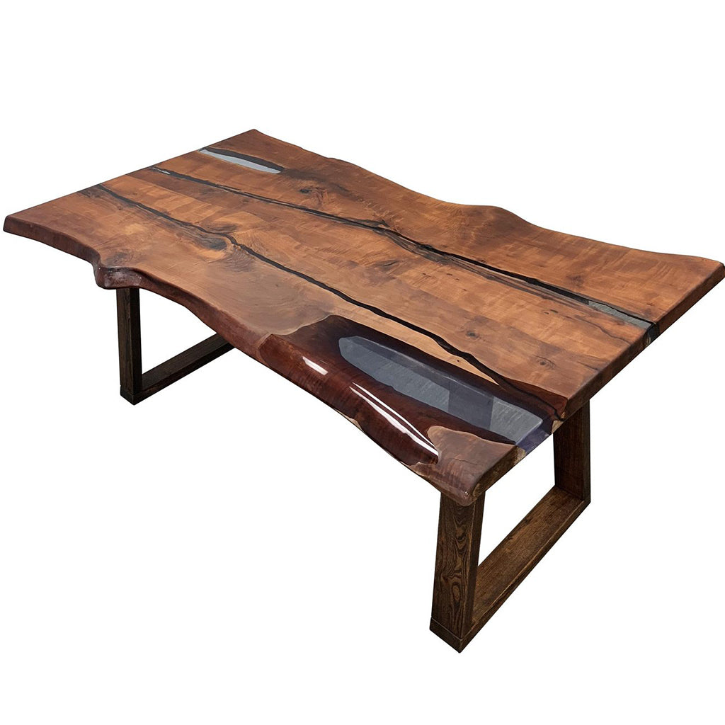 Veprevo | Live Edge Table, Solid Hornbeam Wood Filled With Polymer Resin, MHM014 Brand: Maxima House Size: 70.8inW x  37.4inD x  29.5inH, Weight: 168lb, Shape: Rectangular, Live Edge, Material: Solid Hornbeam Wood filled with Polymer Resin, Seating Capacity: Seats 4-6 people, Color: Natural Wood Color 