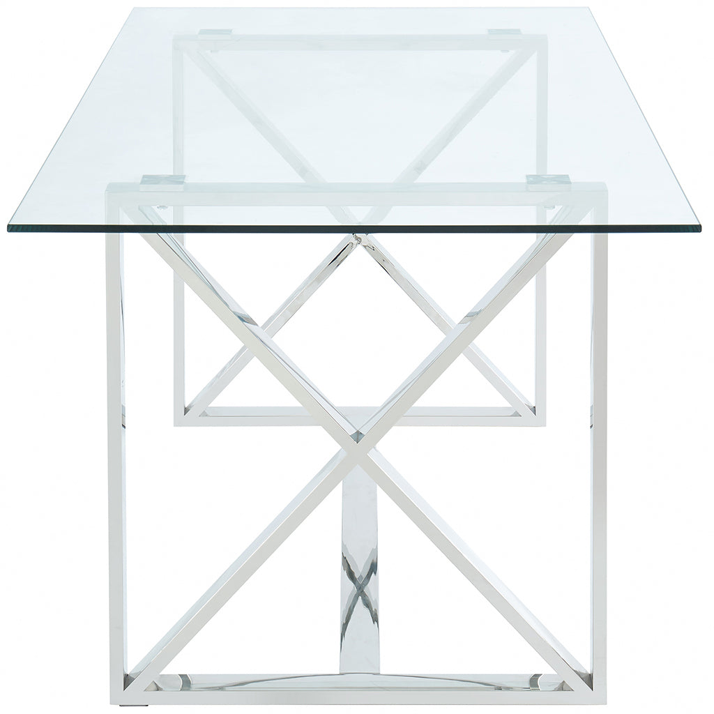 Lorenzo | Luxury Modern Glass Dining Table, Stainless Steel Base, 4 Seater, 201-521CH