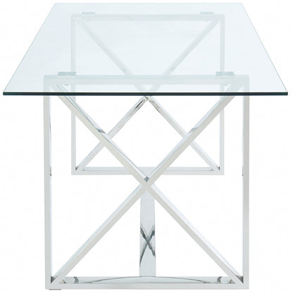 Lorenzo | Luxury Modern Glass Dining Table, Stainless Steel Base, 4 Seater, 201-521CH