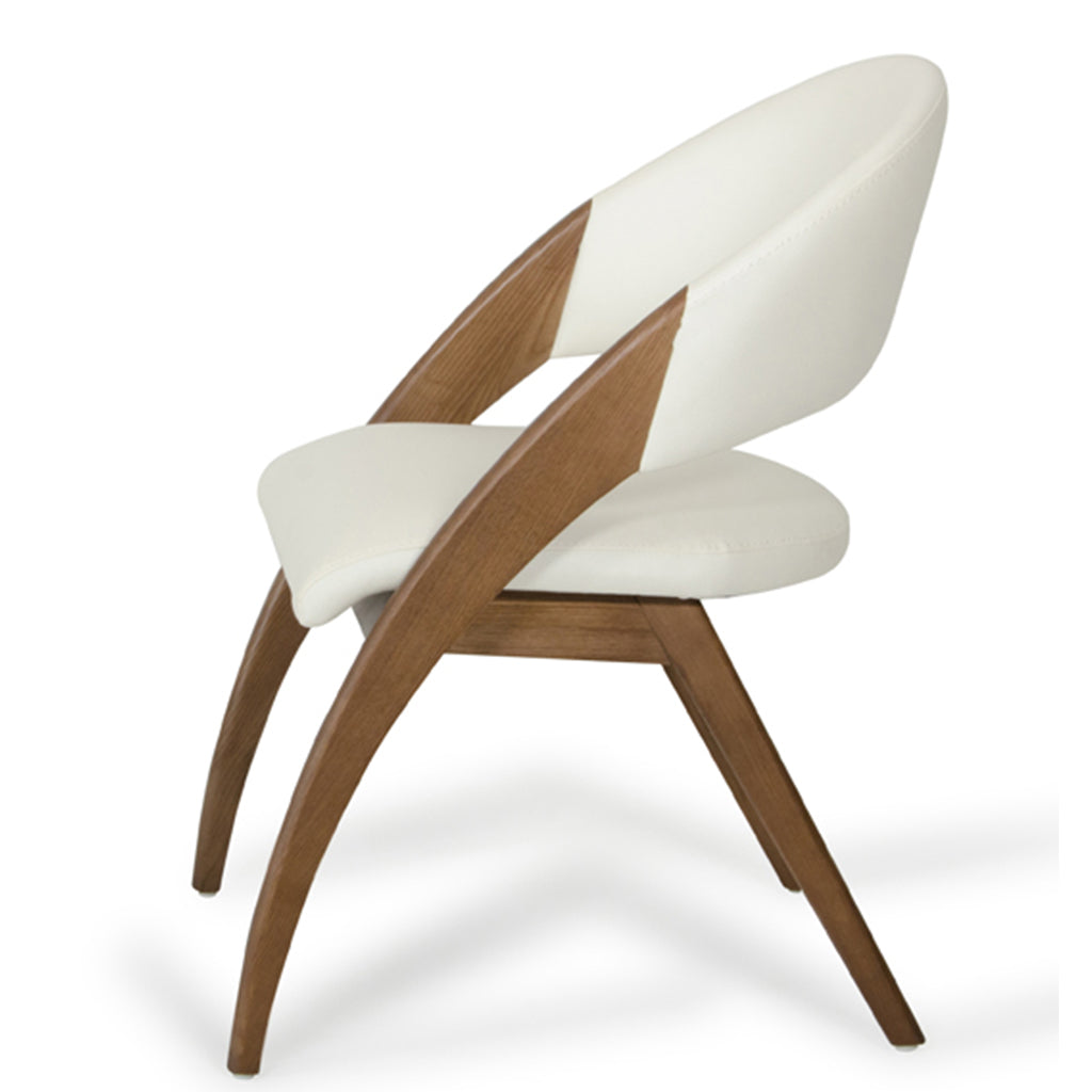 1 Cream Leatherette & Walnut Wood Dining Chair, 283004