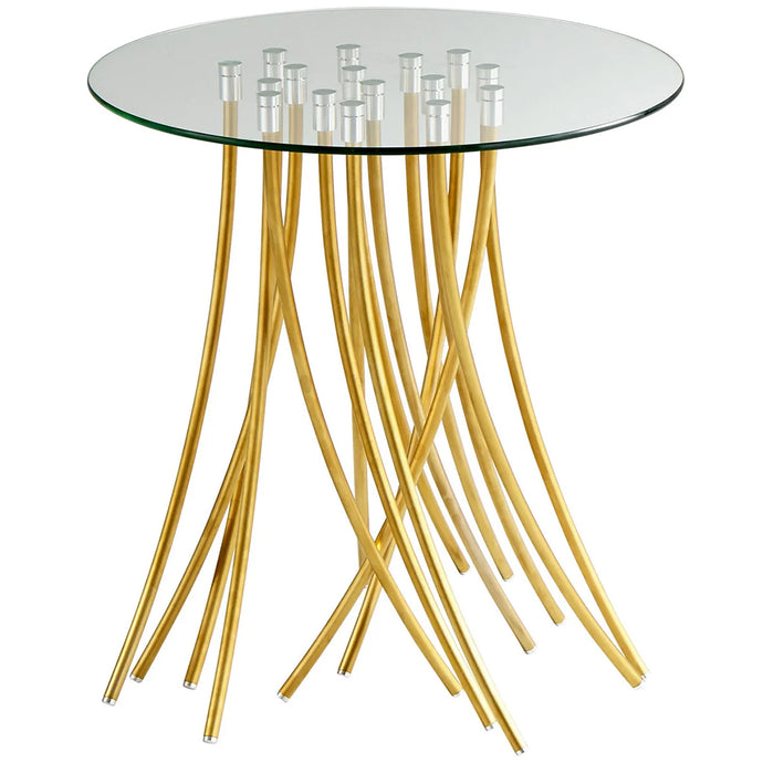 Tuffoli | Glass And Brass Round End Table, 08580