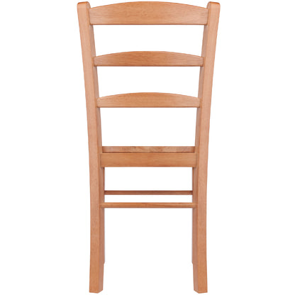 Solid oak wood dining chairs with a classic ladder-back design and light oak finish, set of 2