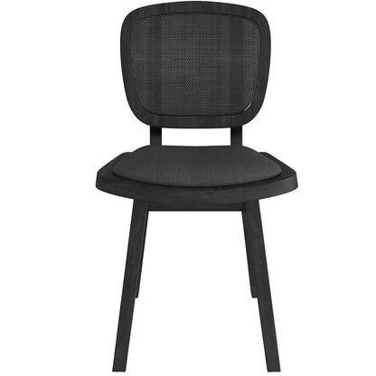 Aster | Charcoal Linen Dining Chairs, Set of 2, Rubberwood, 202-615CH