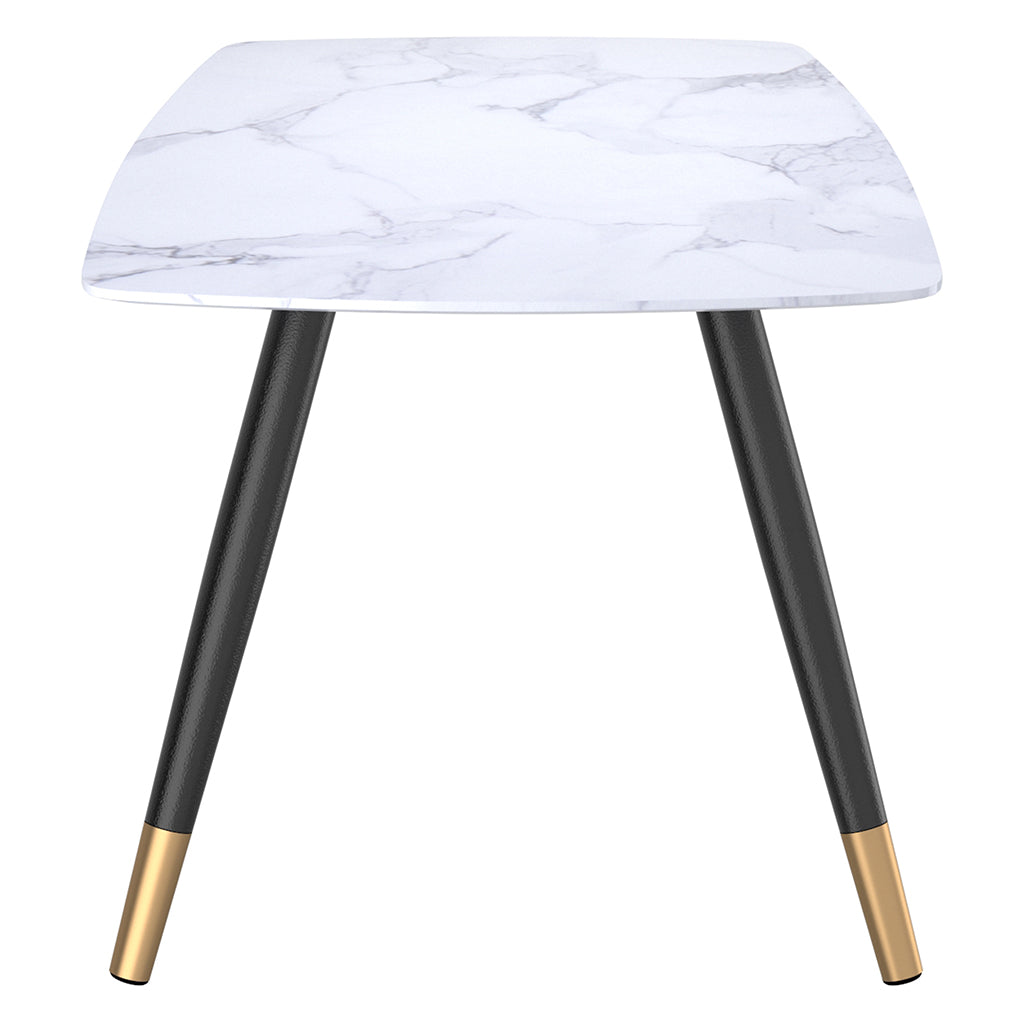 Emery | MCM Dining Table White, MDF Top, Metal Legs, 6 Seater, 201-294REC-WT