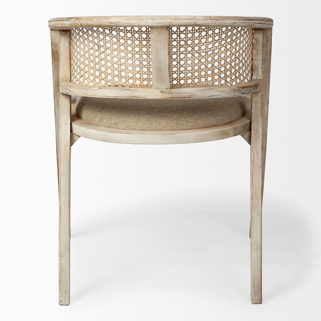 Blonde Linen Seat Dining Chair, Mango Wood Frame