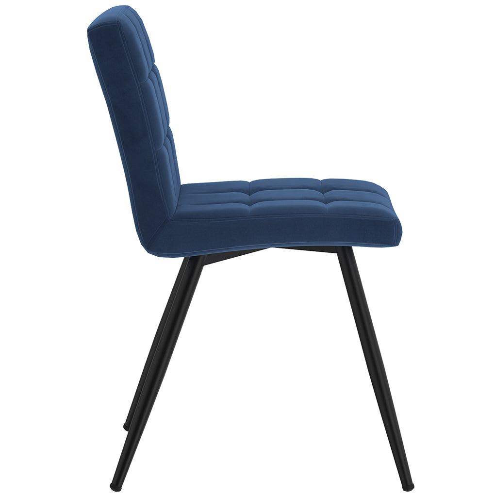 Suzette | Blue Velvet Dining Chairs, Set of 2, Metal Legs, 202-476BLU