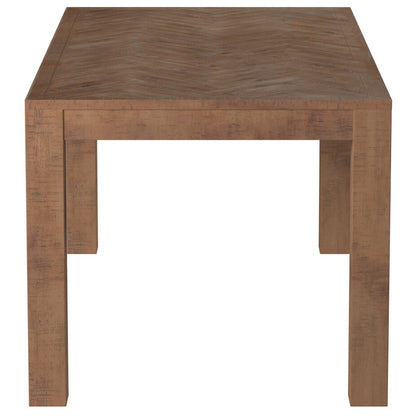 Aiden 8 Person Dining Table, Pine Table Rectangular, Solid Wood, Plywood, 3348-01 Brand: Alpine Furniture; Size: 74inW x  36inD x  31inH; Weight: 101lb Shape: Rectangular; Material: Solid pine wood & plywood Seating Capacity: Seats 6-8 people; Color: Weathered natural