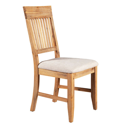 Aspen Dining Chair, Set of 2, Iron Brush Antique Natural Color, Upholstered, Acacia Solids and Acacia Veneer, 8812-02, Brand: Alpine Furniture, Size: 23inW x 20inD x 39inH, Seat height:  19in/ 48cm, Material:  Acacia Solids and Acacia Veneer, Color: Iron Brush Antique Natural Color