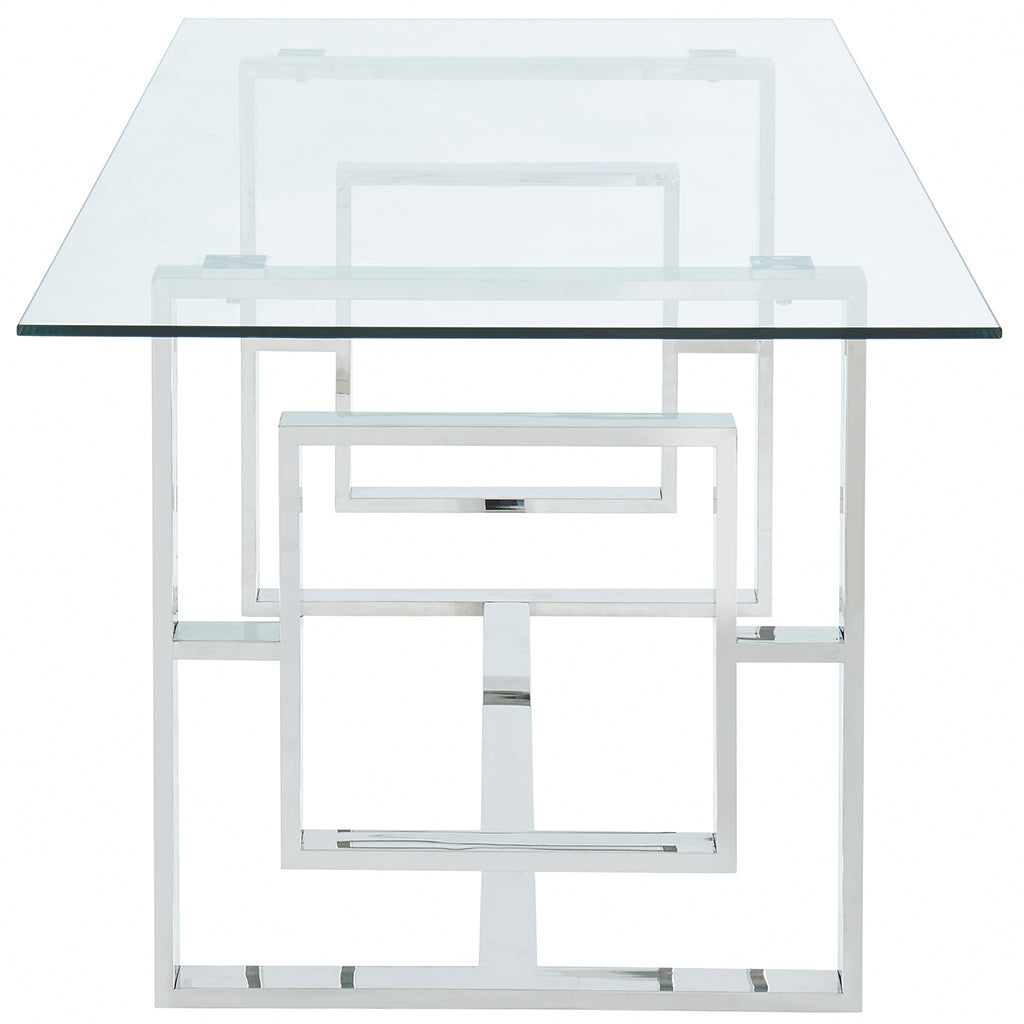 Eros | Glass and Chrome Dining Table, Modern 4 Seater, 201-482CH