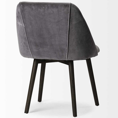 Grаy Velvet Wrap With Black Wood Base Dining Chair