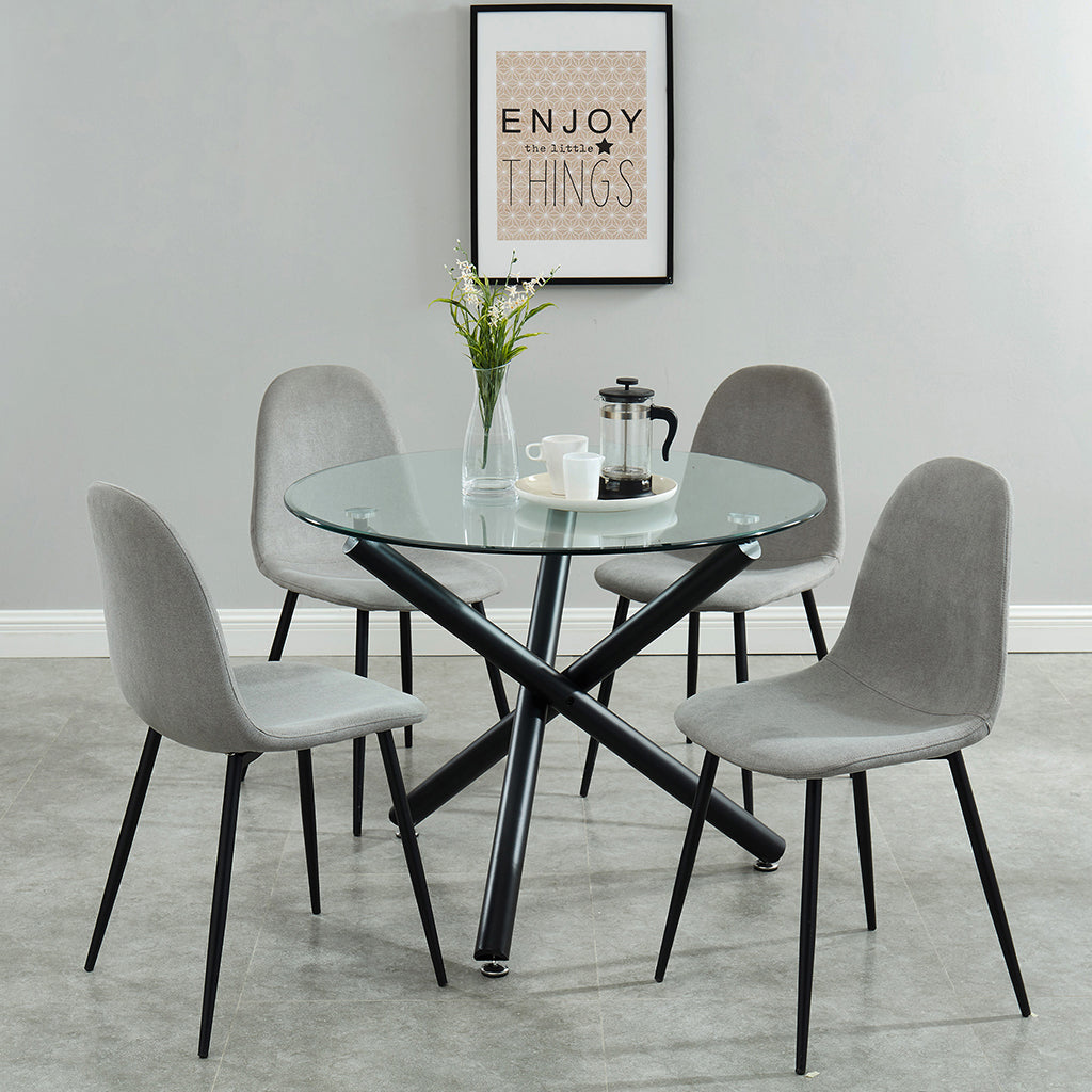 Olly | Mid-Century Modern Gray Dining Chairs, Set of 4, Fabric, 202-606GY